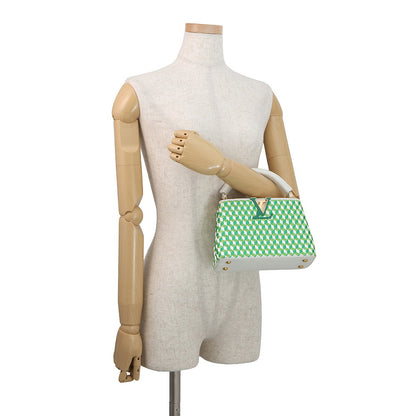 LOUIS VUITTON Capucines Green/WhiteM59879 Taurillon Leather Textile Size MINI