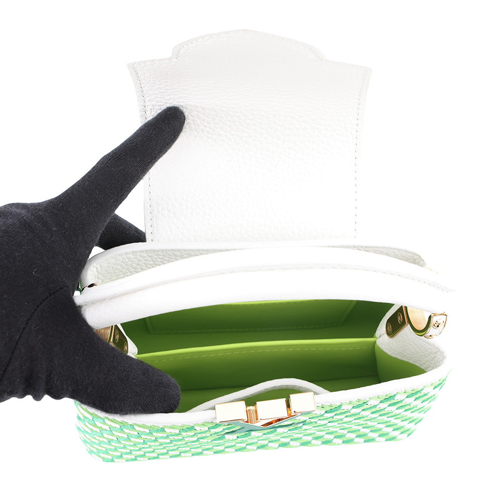 LOUIS VUITTON Capucines Green/WhiteM59879 Taurillon Leather Textile Size MINI