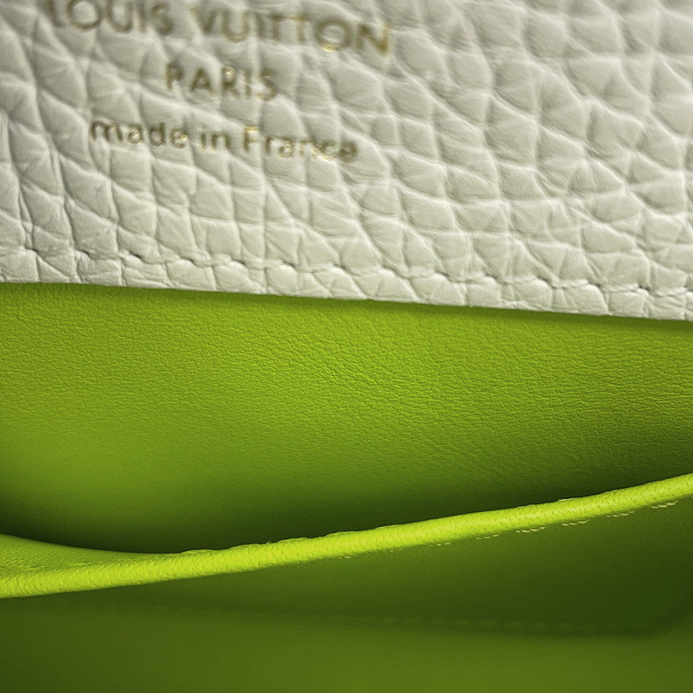 LOUIS VUITTON Capucines Green/WhiteM59879 Taurillon Leather Textile Size MINI