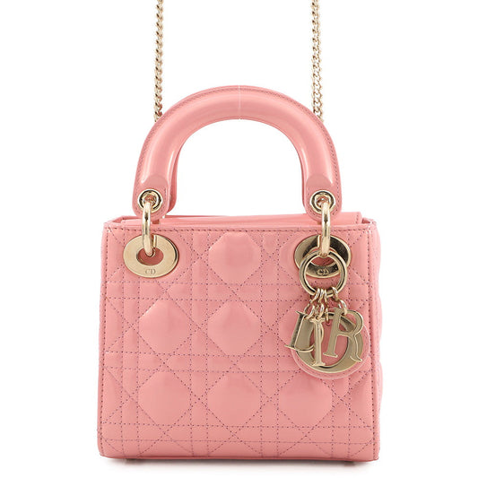 Dior Lady Dior 2Way Handbag Antique pinkM0505OWCB_M77P Patent Leather Size Mini