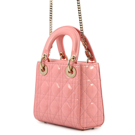 Dior Lady Dior 2Way Handbag Antique pinkM0505OWCB_M77P Patent Leather Size Mini