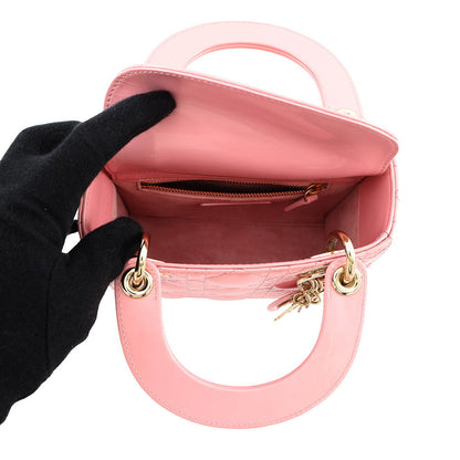 Dior Lady Dior 2Way Handbag Antique pinkM0505OWCB_M77P Patent Leather Size Mini