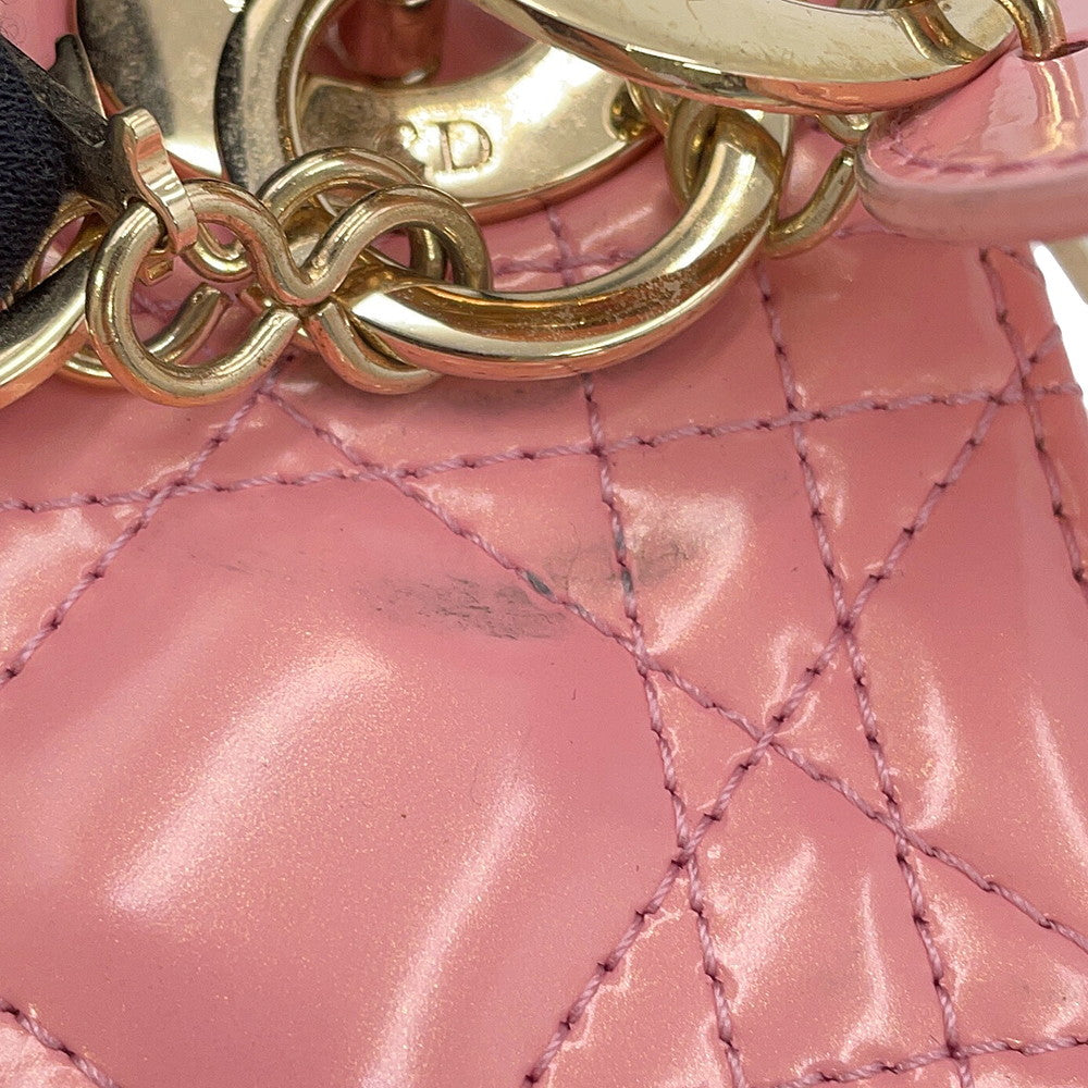 Dior Lady Dior 2Way Handbag Antique pinkM0505OWCB_M77P Patent Leather Size Mini