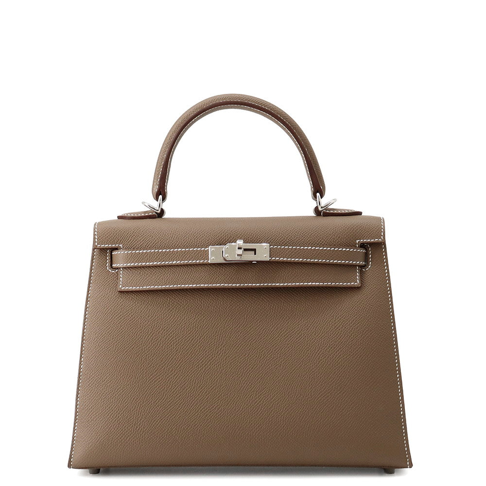 HERMES Kelly Sellier Etoupe Epsom Size 25