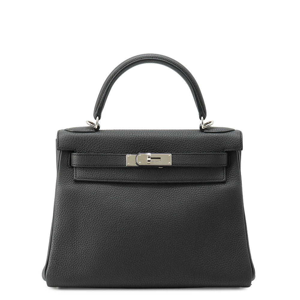 HERMES Kelly Black Togo Leather Size 28