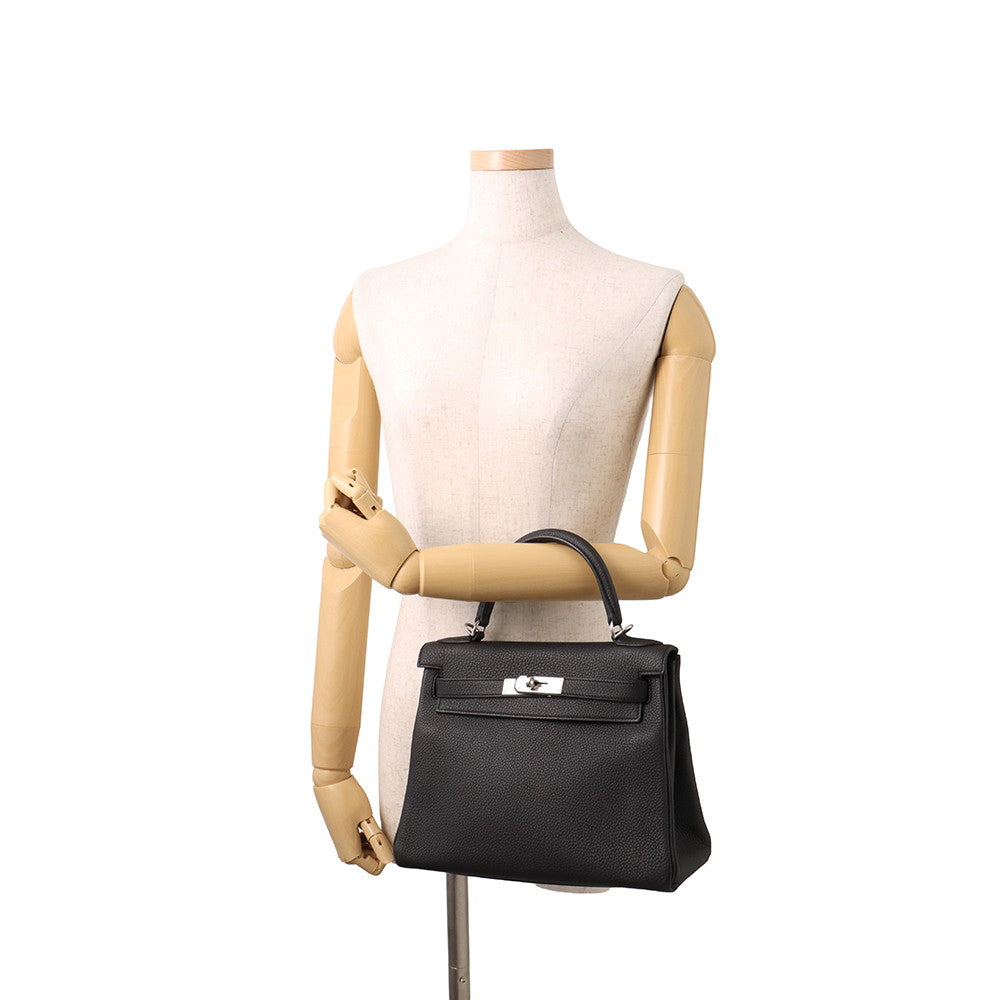 HERMES Kelly Black Togo Leather Size 28