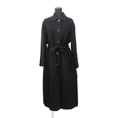 HERMES Double-faced wrap coat Size 34 Black Cashmere100%