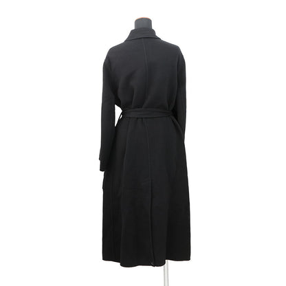 HERMES Double-faced wrap coat Size 34 Black Cashmere100%