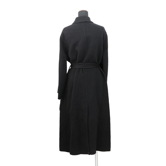 HERMES Double-faced wrap coat Size 34 Black Cashmere100%