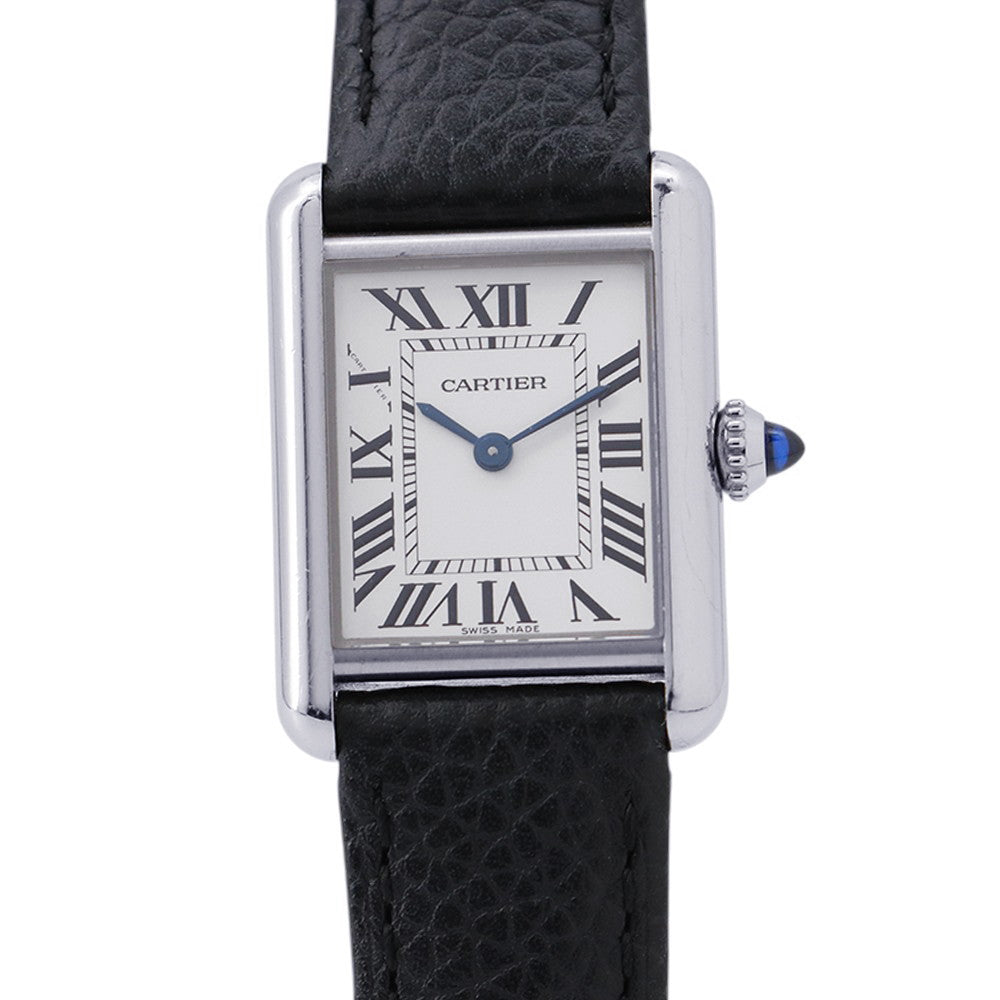 CARTIER tank mast SM W22mm×H29.5mm Stainless Steel Leather Silver DialWSTA0042