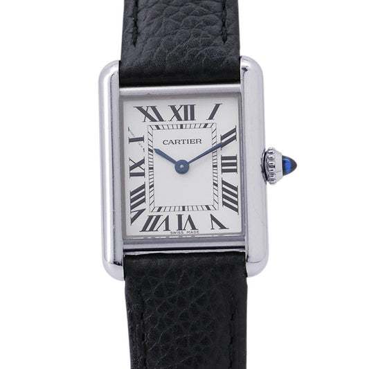 CARTIER tank mast SM W22mm×H29.5mm Stainless Steel Leather Silver DialWSTA0042