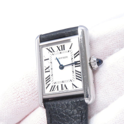 CARTIER tank mast SM W22mm×H29.5mm Stainless Steel Leather Silver DialWSTA0042