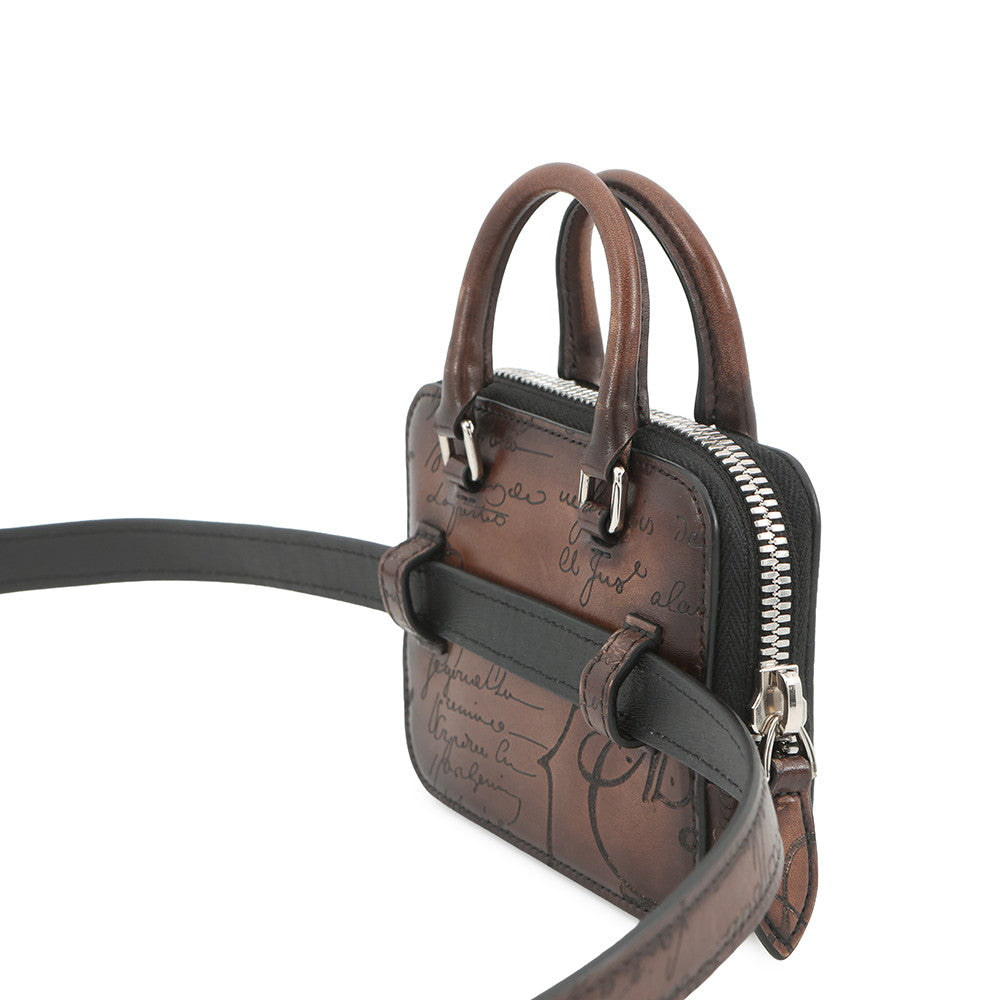 Berluti Anne Jules Nano Scritto Swipe Leather Pouch Brown Leather