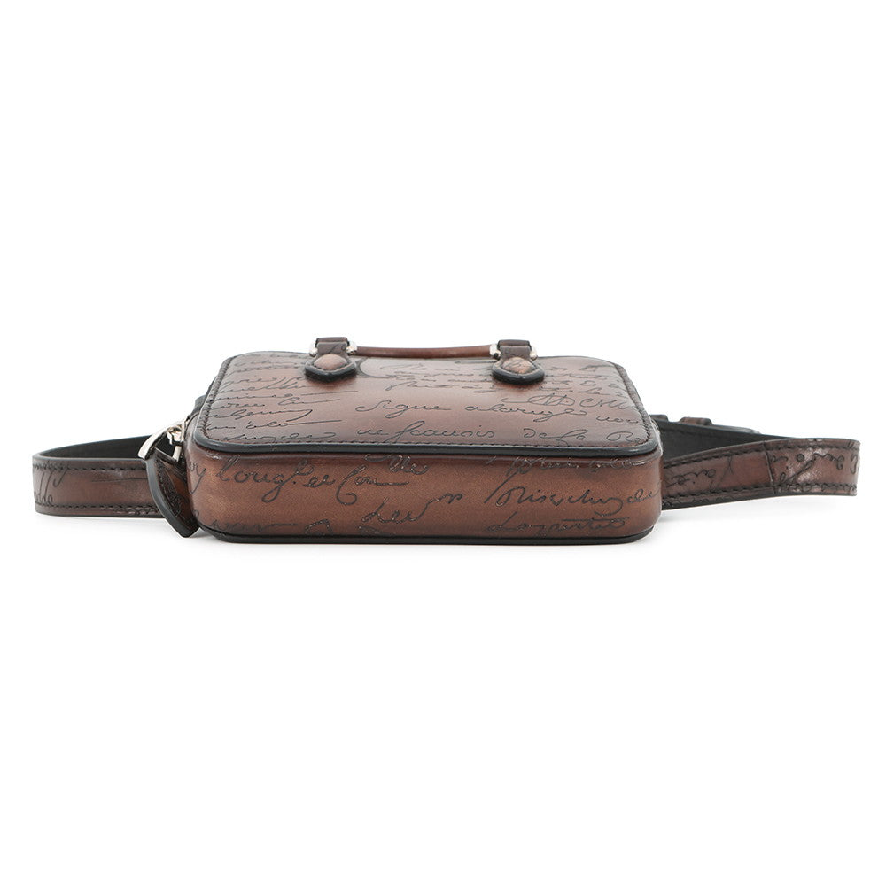 Berluti Anne Jules Nano Scritto Swipe Leather Pouch Brown Leather