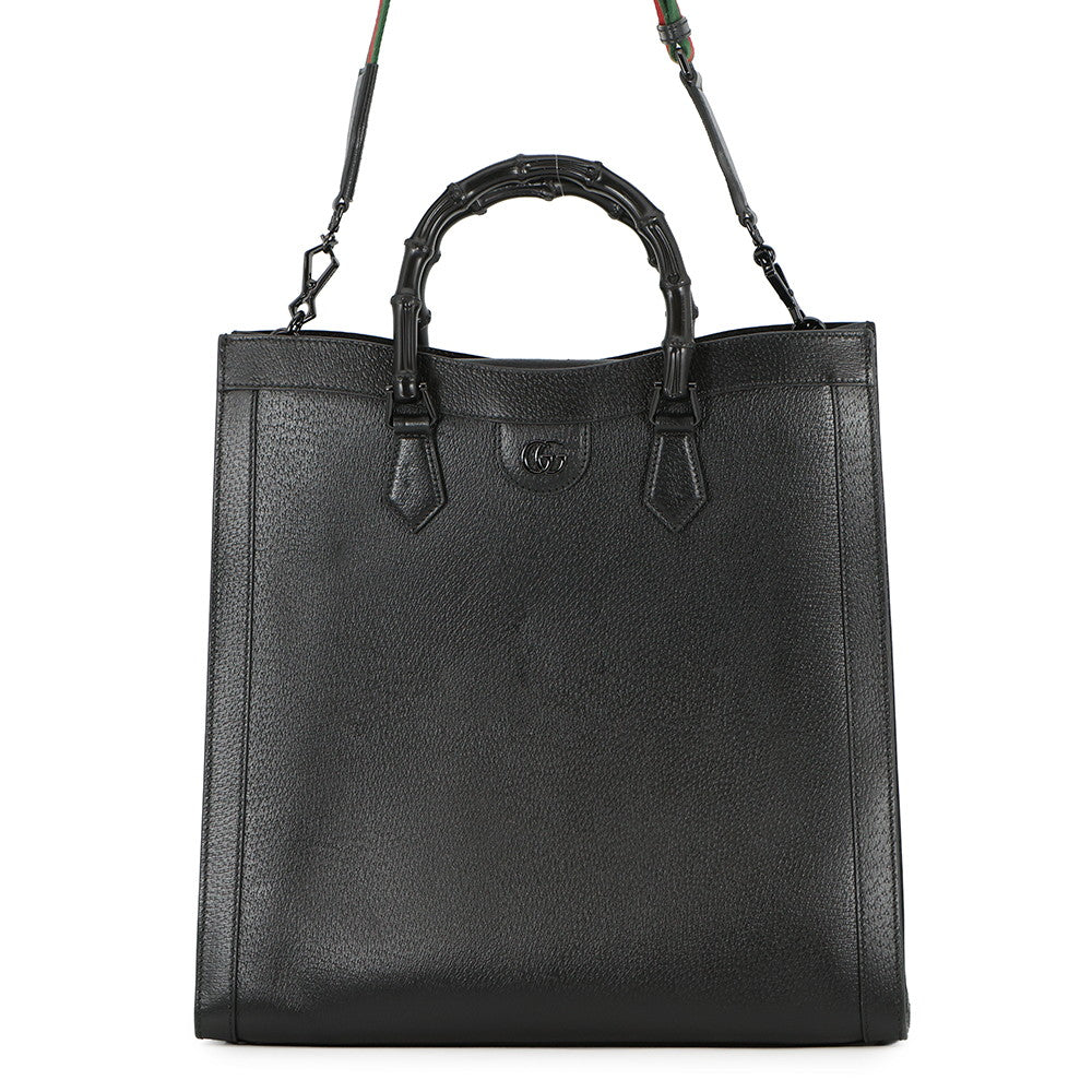 GUCCI Diana Bamboo 3WAY Bag Black703218 Leather Size Large