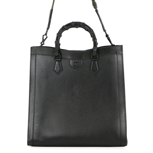 GUCCI Diana Bamboo 3WAY Bag Black703218 Leather Size Large
