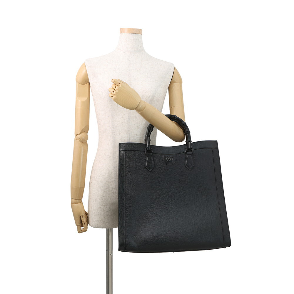 GUCCI Diana Bamboo 3WAY Bag Black703218 Leather Size Large