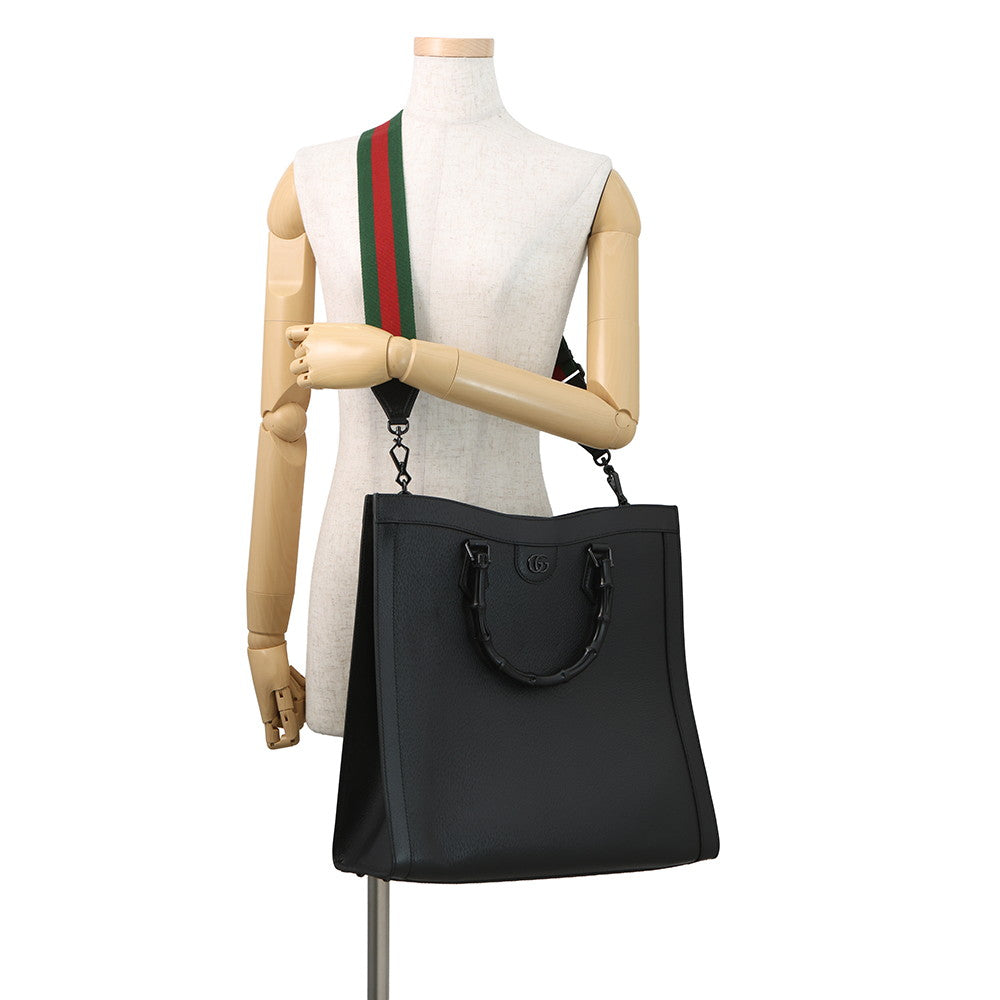 GUCCI Diana Bamboo 3WAY Bag Black703218 Leather Size Large