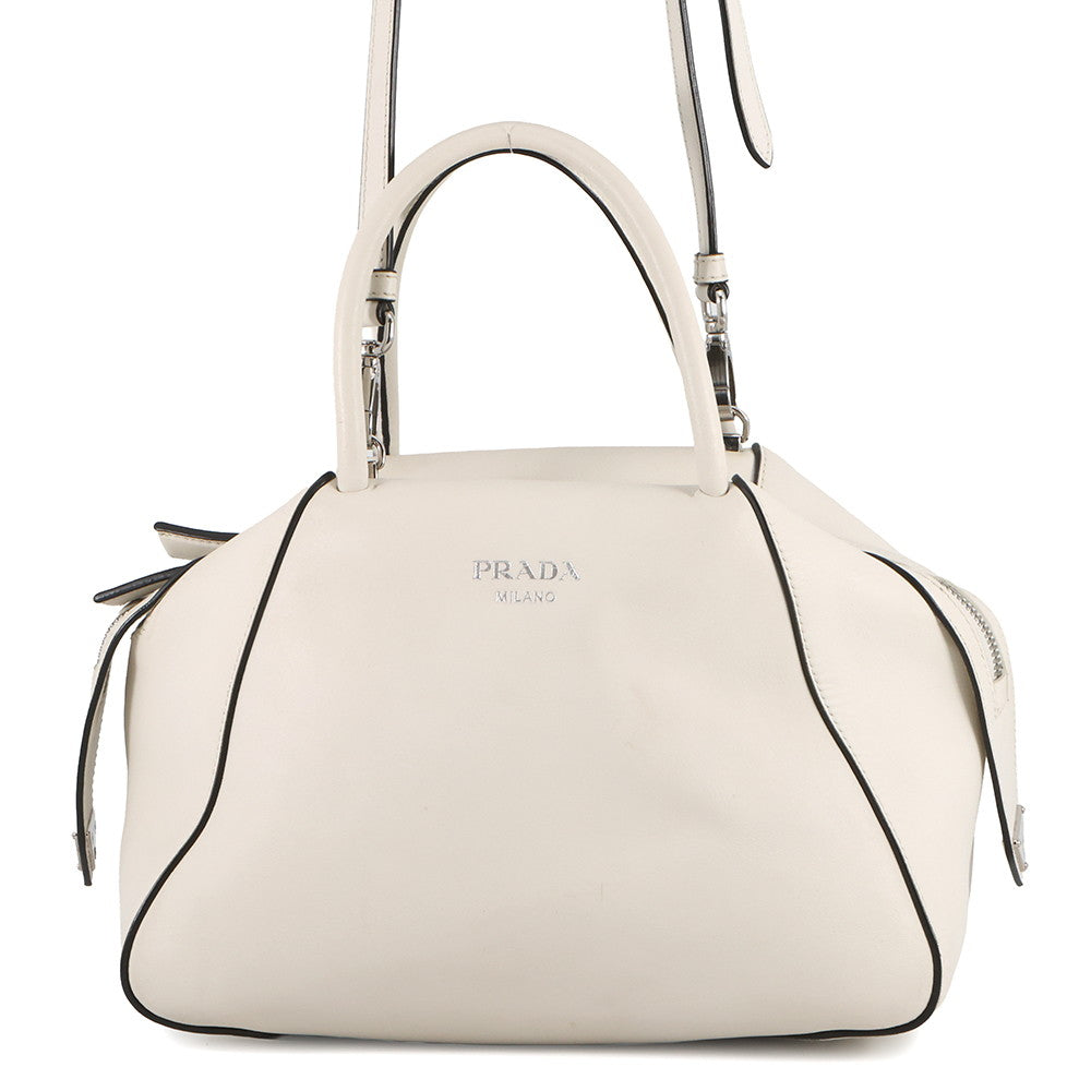 PRADA Supernova 2WAY Bag White1BA365 Leather Size Medium