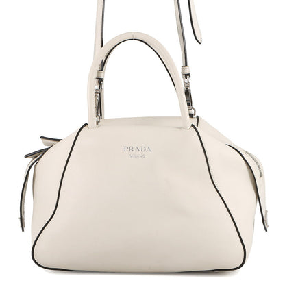 PRADA Supernova 2WAY Bag White1BA365 Leather Size Medium