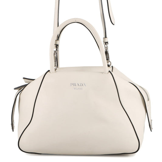 PRADA Supernova 2WAY Bag White1BA365 Leather Size Medium