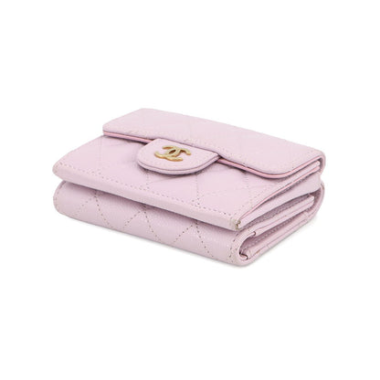 CHANEL Matelasse Compact Wallet Light PurpleAP0230 Caviar Leather