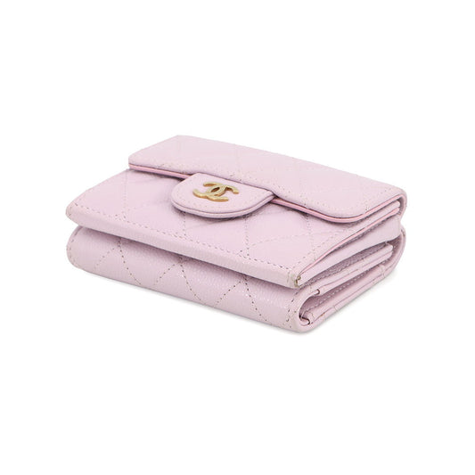 CHANEL Matelasse Compact Wallet Light PurpleAP0230 Caviar Leather
