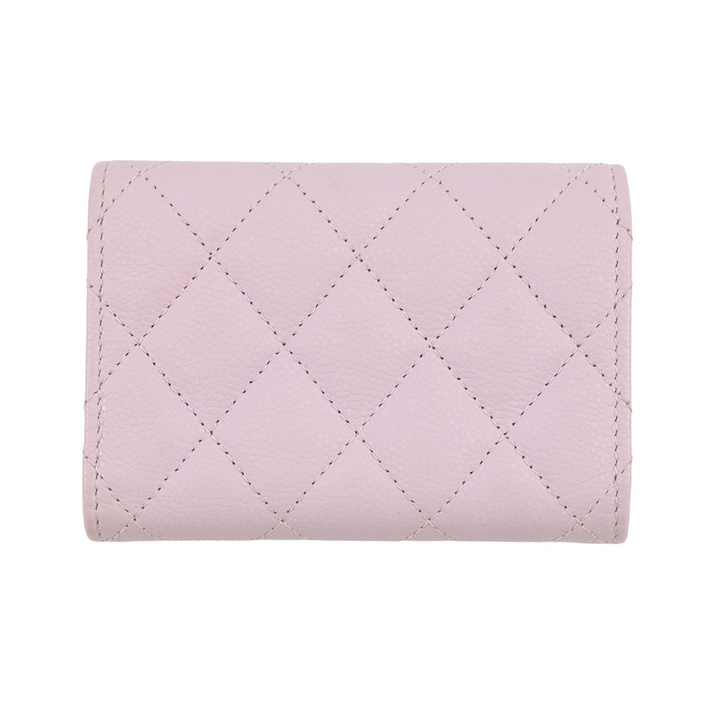 CHANEL Matelasse Compact Wallet Light PurpleAP0230 Caviar Leather