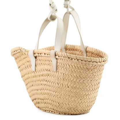 CELINE Teen Classic Panier Triomphe Basket Bag Beige/White113832CGG.01BC Raffia Leather