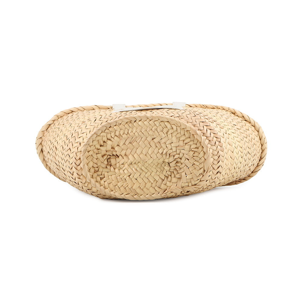 CELINE Teen Classic Panier Triomphe Basket Bag Beige/White113832CGG.01BC Raffia Leather