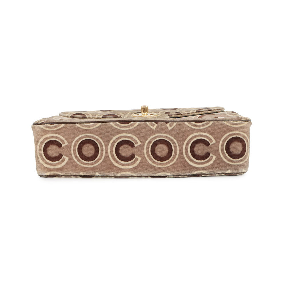 CHANEL COCO Flap Handbag Beige/Brown Velour