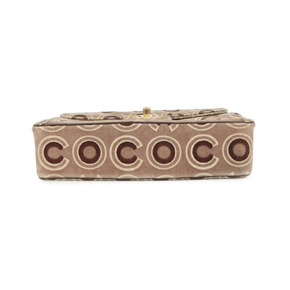 CHANEL COCO Flap Handbag Beige/Brown Velour