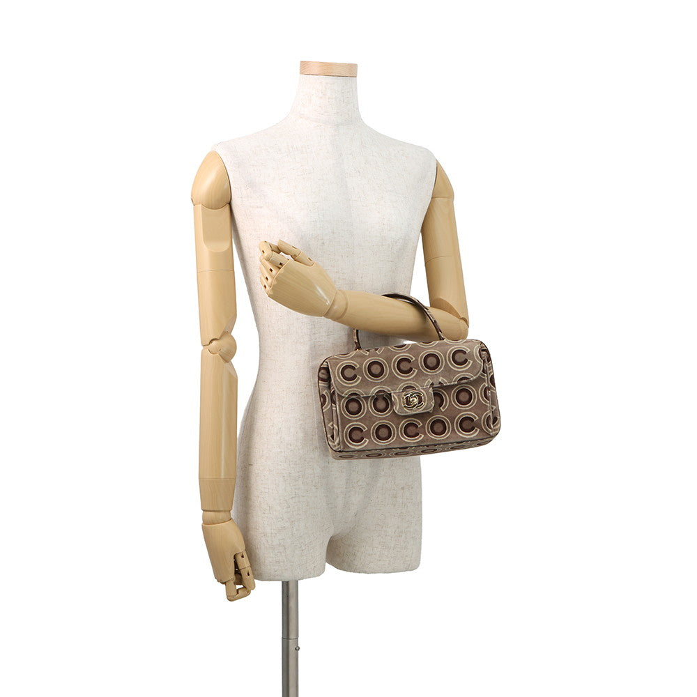 CHANEL COCO Flap Handbag Beige/Brown Velour