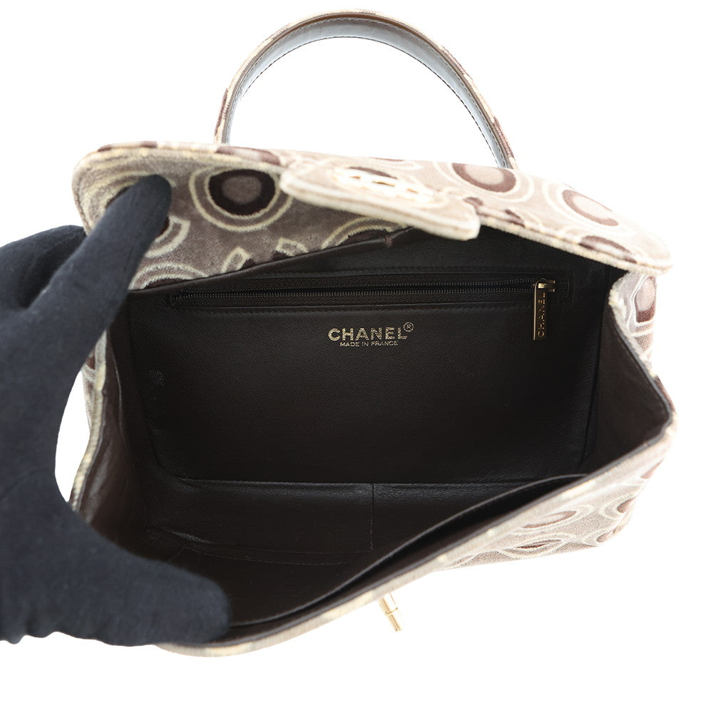 CHANEL COCO Flap Handbag Beige/Brown Velour
