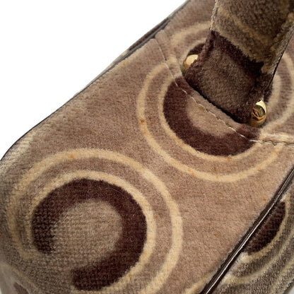 CHANEL COCO Flap Handbag Beige/Brown Velour