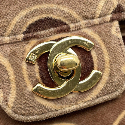 CHANEL COCO Flap Handbag Beige/Brown Velour