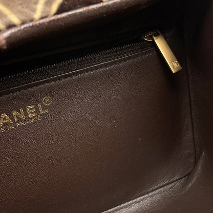 CHANEL COCO Flap Handbag Beige/Brown Velour