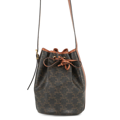 CELINE Triomphe Small Drawstring Shoulder Bag Tan191142BZJ PVC Leather