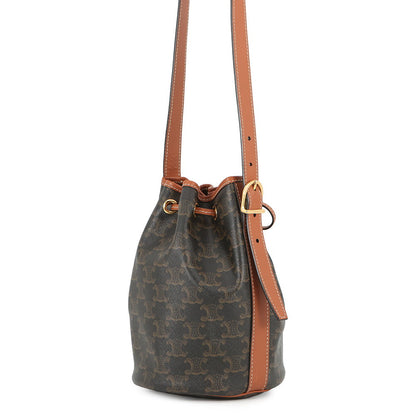 CELINE Triomphe Small Drawstring Shoulder Bag Tan191142BZJ PVC Leather