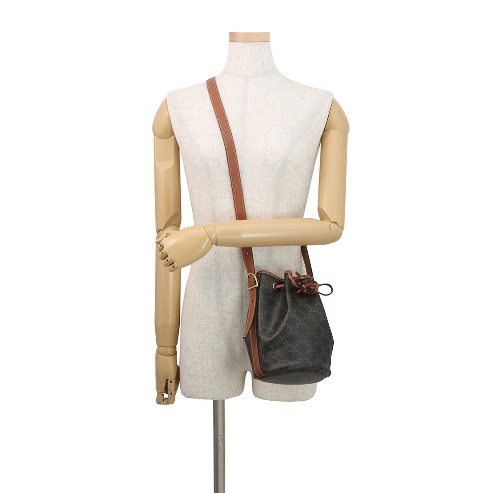 CELINE Triomphe Small Drawstring Shoulder Bag Tan191142BZJ PVC Leather