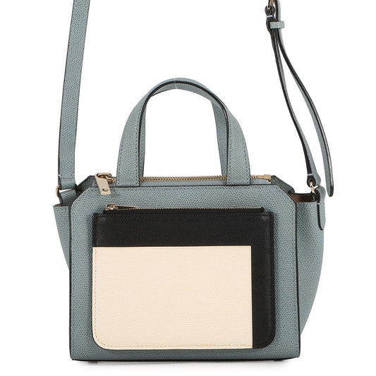 Valextra Valextra Mini Paspa 2WAY Bag Gray/Beige/Black Leather