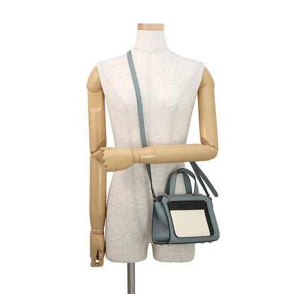Valextra Valextra Mini Paspa 2WAY Bag Gray/Beige/Black Leather