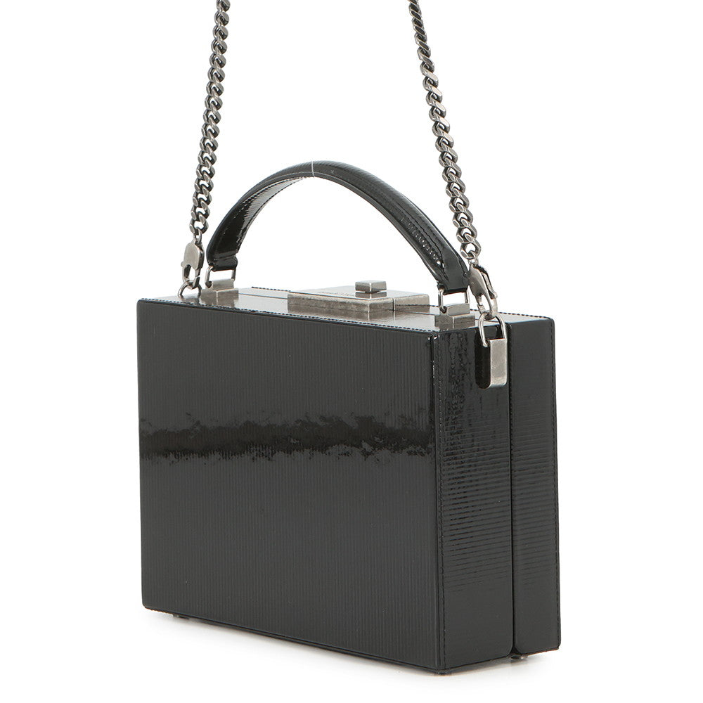 SAINT LAURENT PARIS 2WAY vanity bag Black Patent Leather