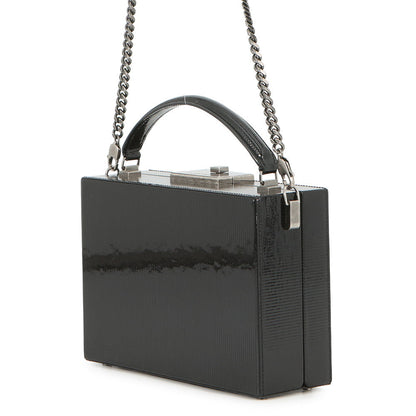SAINT LAURENT PARIS 2WAY vanity bag Black Patent Leather
