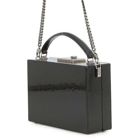 SAINT LAURENT PARIS 2WAY vanity bag Black Patent Leather