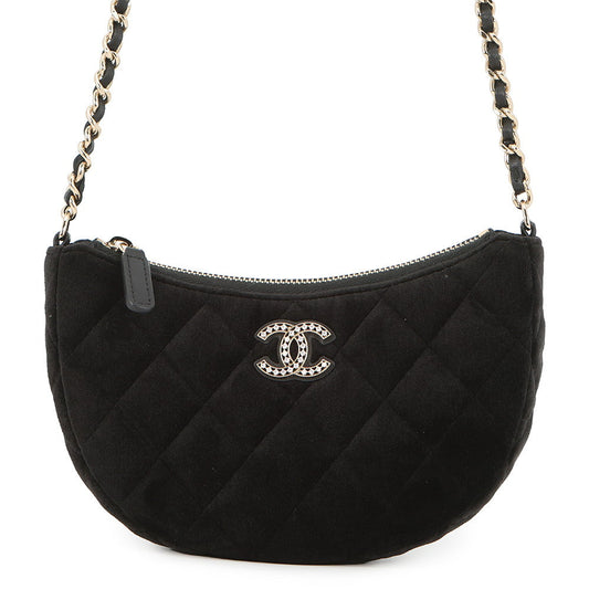 CHANEL 2024 Year Gift: Matelasse Chain Shoulder Bag Black Velour