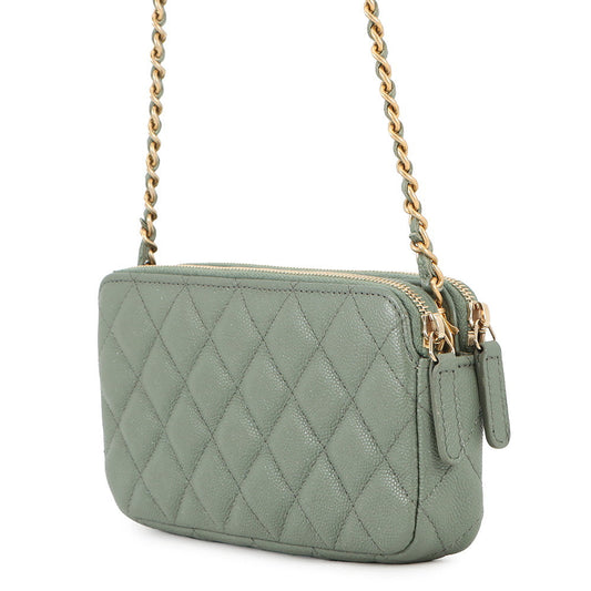 CHANEL Matelasse Chain wallet GreenA82527 Caviar Leather