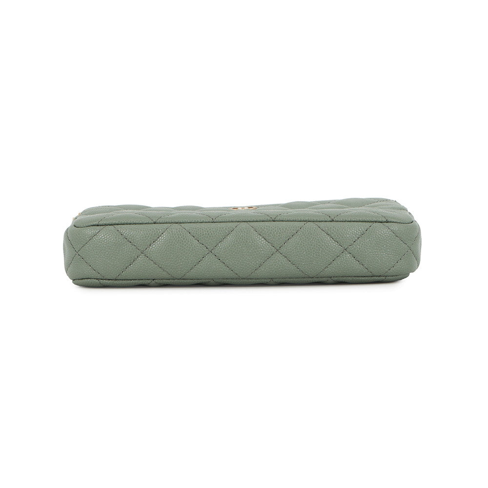 CHANEL Matelasse Chain wallet GreenA82527 Caviar Leather