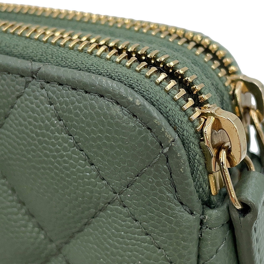 CHANEL Matelasse Chain wallet GreenA82527 Caviar Leather
