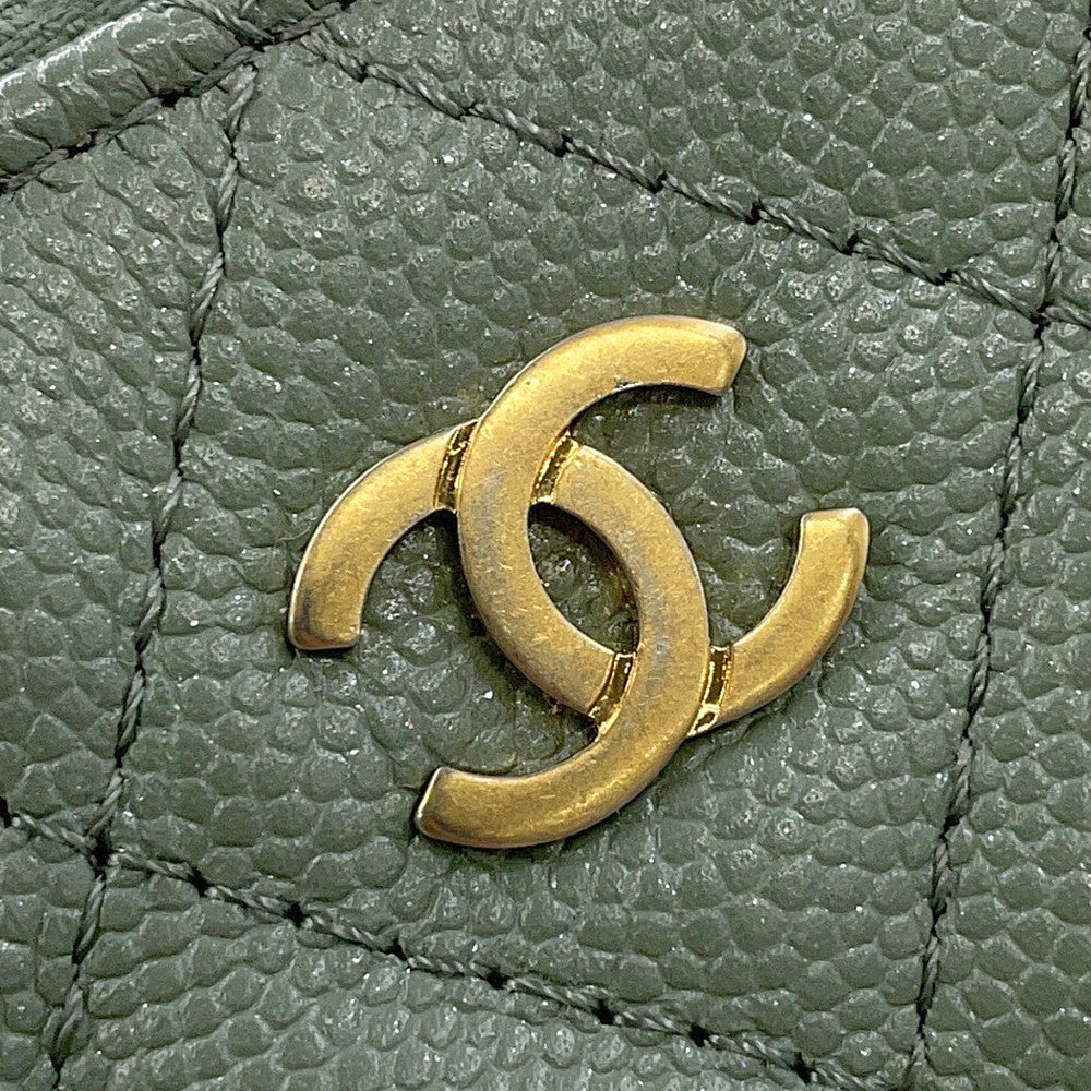 CHANEL Matelasse Chain wallet GreenA82527 Caviar Leather